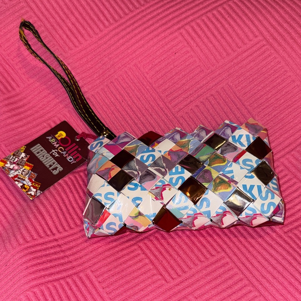 Nahui Ollin Woven Metallic Candy Wrapper Wristlet NWT